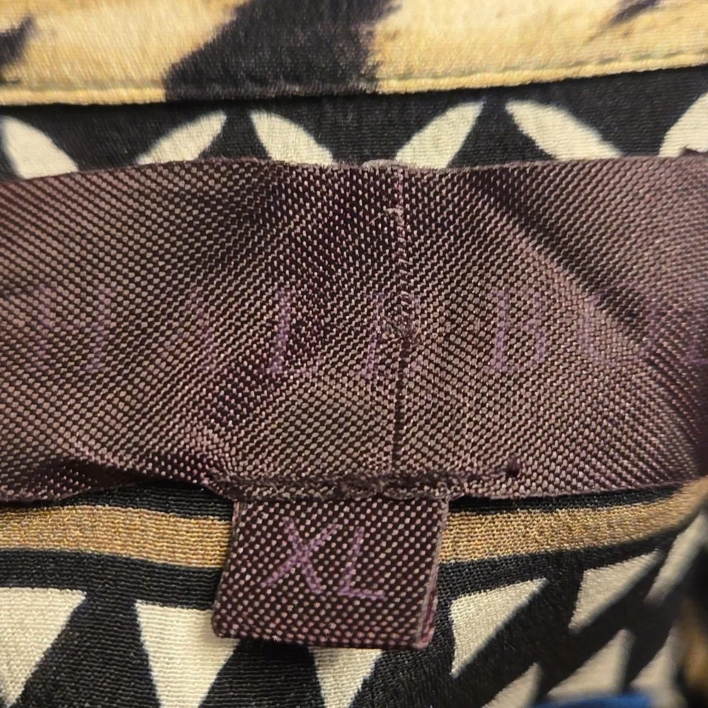 Hale Bob Floral Black, White, Blue Zebra Detail Luxuey Blouse - Picture 6 of 8